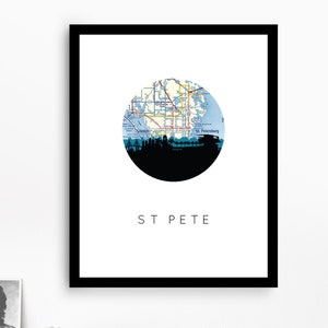 Sint-Petersburg Florida kunst, kunst aan de muur Florida, Sint-Petersburg FL print, Sint-Petersburg strand kunst, Sint-Petersburg Florida kaart, Sint-Petersburg kaart poster