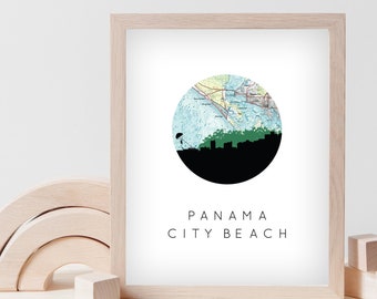 Panama City Beach art, Panama City Beach poster, Panama City Beach Florida wall art, Panama City Beach map art, Panama City Beach print
