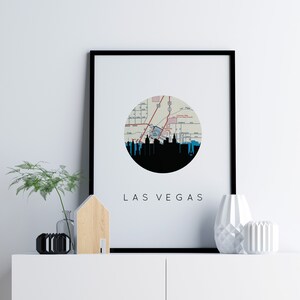 Panneau de Las Vegas, art de Las Vegas, plan de la ville de Las Vegas, impression de Las Vegas Nevada, impression de carte de Las Vegas, art mural horizon de Las Vegas, affiche de Vegas