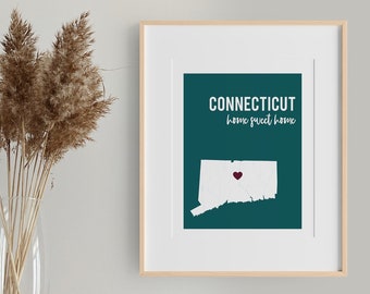Connecticut art | custom Connecticut wall art | Connecticut map print | personalized state map art