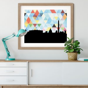 washington dc skyline print, geometrische driehoek washington dc art, washington dc print, washington dc print
