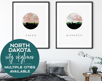 Statskonst i North Dakota, dekor i North Dakota, konsttryck i North Dakota, Fargo ND, Fargo-affisch, Bismarck North Dakota, stadsväggkonst, resekonst