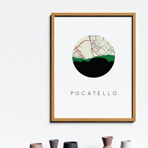 Pocatello Idaho kunstprint, Idaho kaartkunst, ingelijste Idaho kunst, Idaho geschenken, Idaho geschenken, Idaho stadsplattegrond, Idaho muurkunst, ingelijste Idaho kunstprint