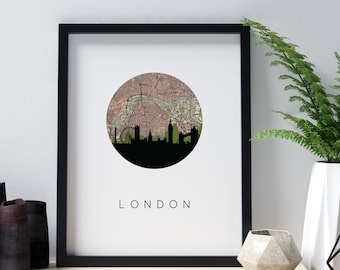 London print, London map, London poster, London art print, London engagement gift, England map art, England art, England print, travel print