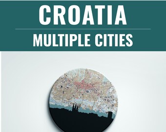 Croatia Map Coasters – Dubrovnik & Zagreb Kitchen Decor