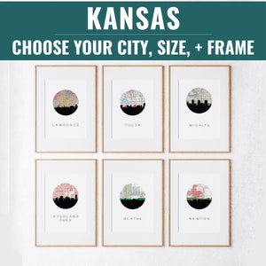 Arte murale Kansas, arte mappa Kansas City, stampa Kansas, arte Wichita, Topeka KS, arte Olathe Kansas, Manhattan Kansas, Overland Park Kansas