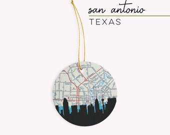 San Antonio Christmas ornament, San Antonio Texas ornament, ceramic ornament, unique city gifts, map ornament, first home ornament, TX gifts