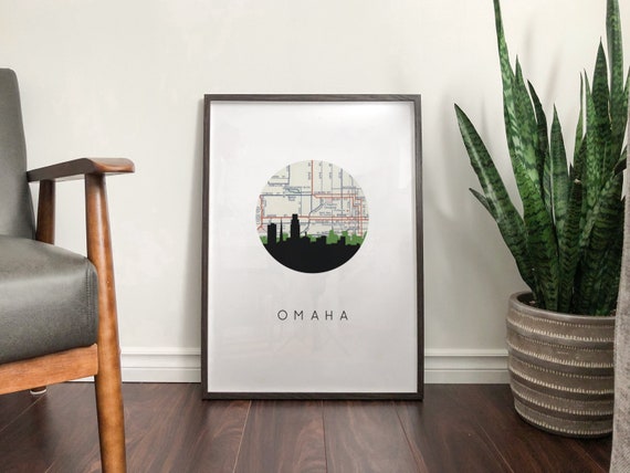Omaha Nebraska Map Art Omaha Map Print Omaha Skyline Print Etsy