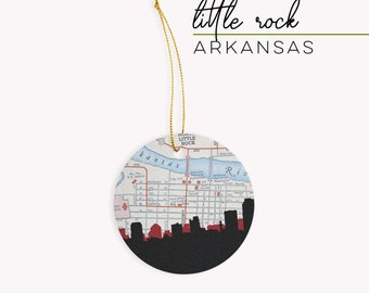 Little Rock skyline ornament, Little Rock ornament, Little Rock Arkansas Christmas ornament, city map ornament, Arkansas gifts