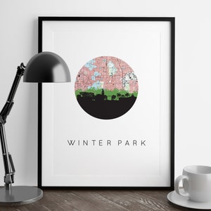 Winter Park Florida Hausdekor, Winter Park FL Plakate, Winter Park FL Dekor, Florida Wandkunst, Florida Kunstdruck, Florida Stadt Karte Poster