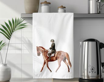 Bluegrass Rider Horse Tea Towel, Western Equestrian Kitchen Decor