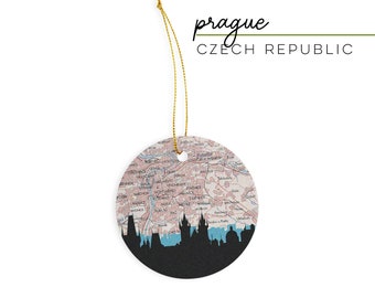 Czech Republic Christmas ornament, Prague Christmas ornament, Brno Czech Republic ornament, Prague gift, city map ornaments, Czech ornaments