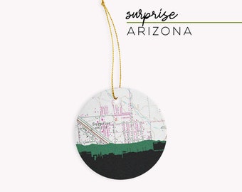 Surprise Arizona ornament, Arizona Christmas ornament, southwestern ornament, Surprise AZ map gifts, Arizona gifts, Arizona housewarming