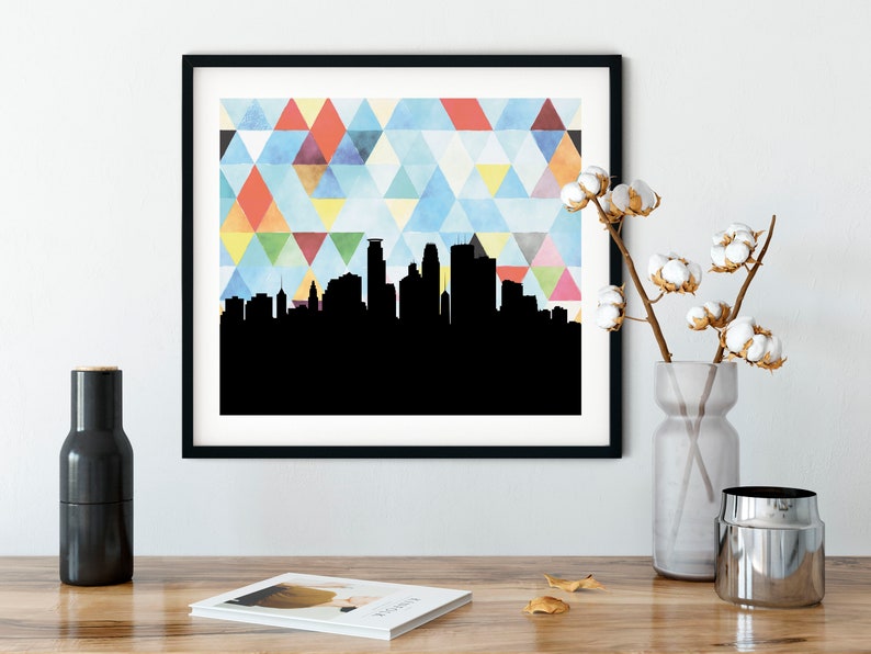 Minnesota wall art Minneapolis skyline art Minnesota art Etsy