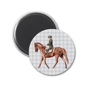 Horse Magnet - 3-Inch Round Art Magnet Featuring Dressage Rider and Racehorse - Great Gift for Equestrian Friends!