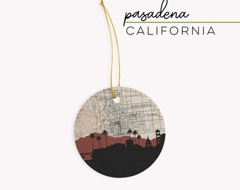 Pasadena map gifts, California ornament, Pasadena ornament, Pasadena CA map gift, California gift, city map ornament, Pasadena city gifts