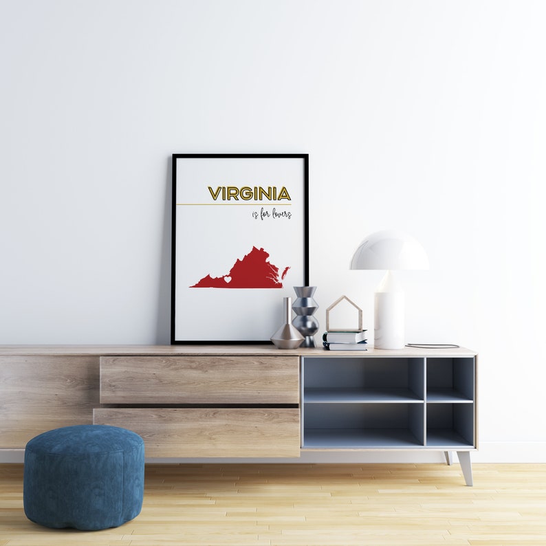 Virginia Wall Art Richmond VA Framed Map Art Norfolk Gifts Etsy