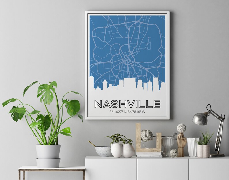Nashville Wall Art With the Nashville Skyline and a Nashville Etsy