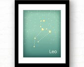 Leo Zodiac - Leo Constellation Art - July Birthday August Birthday - Star decor - Star print - graphic print