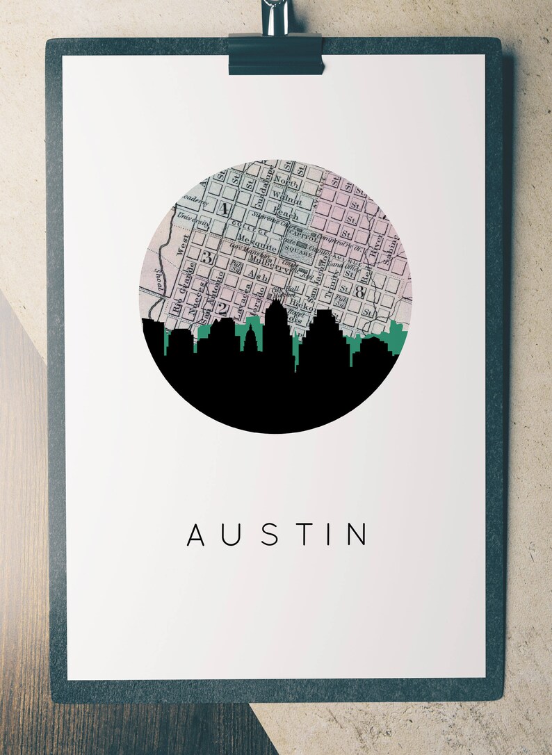 Austin Texas wall art Austin Texas print Austin Texas Etsy