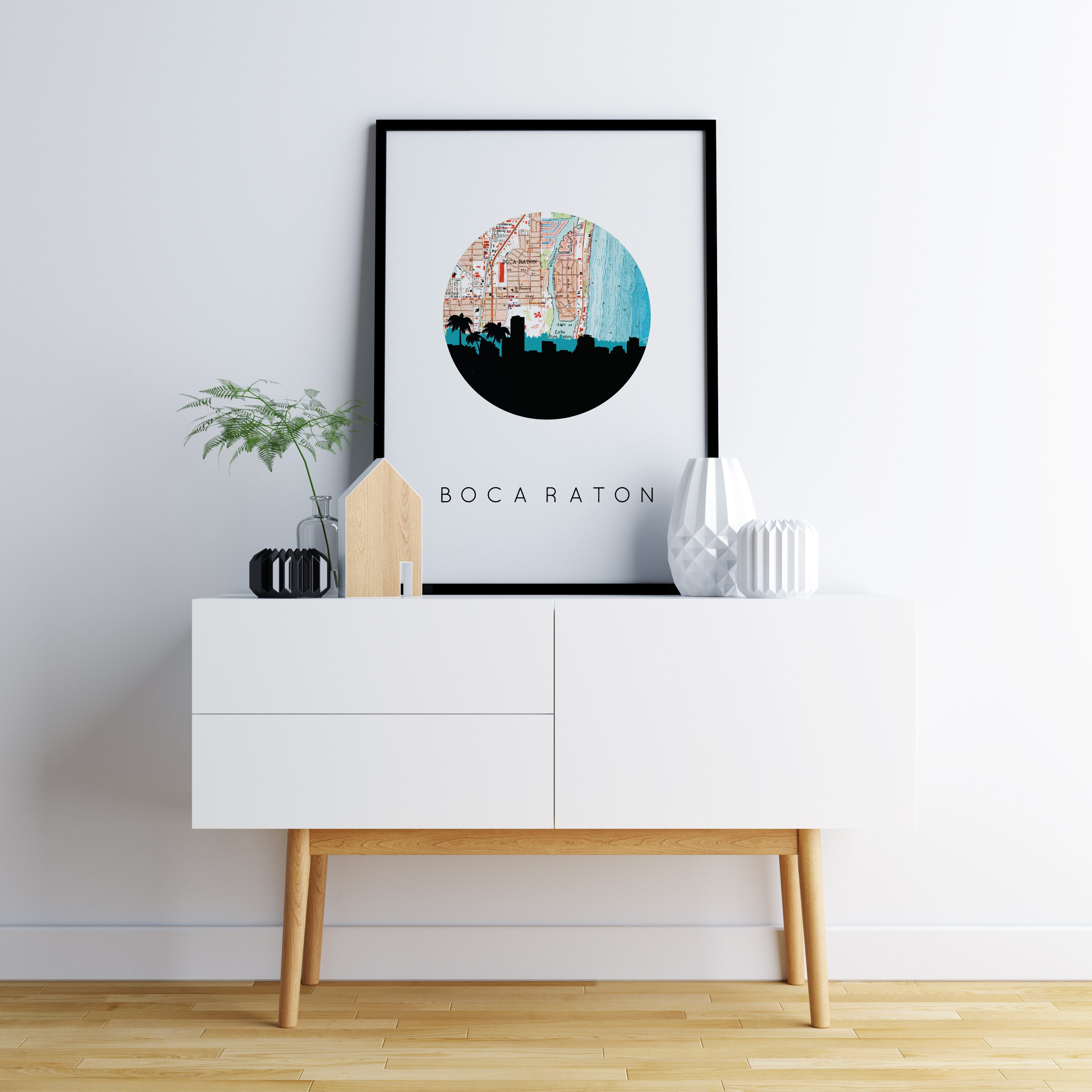 Boca Raton map, Boca Raton wall art, Boca Raton art print, Boca Raton
