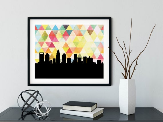 Charlotte Nc Wall Art Geometric Wall Art North Carolina Art Etsy
