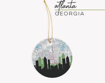 Atlanta Christmas ornament, Atlanta map ornament, Atlanta Georgia gifts, Atlanta housewarming gift, Atlanta Christmas gifts, Atlanta decor