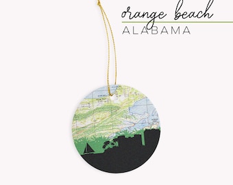 Orange Beach Alabama Christmas ornament, Orange Beach ornament, Orange Beach gift, Orange Beach Alabama gifts, Orange Beach map gift