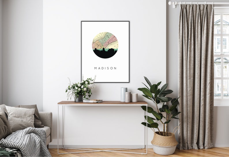 Madison WI Wall Art Framed Madison WI Art Madison Wi Map | Etsy