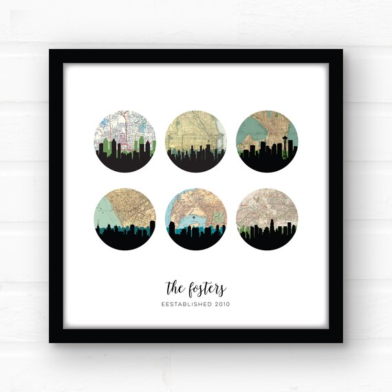 Framed City Skyline Art City Map Prints Custom Tell Your Etsy Framed City Skyline Art City Map Prints Custom Tell Your Etsy