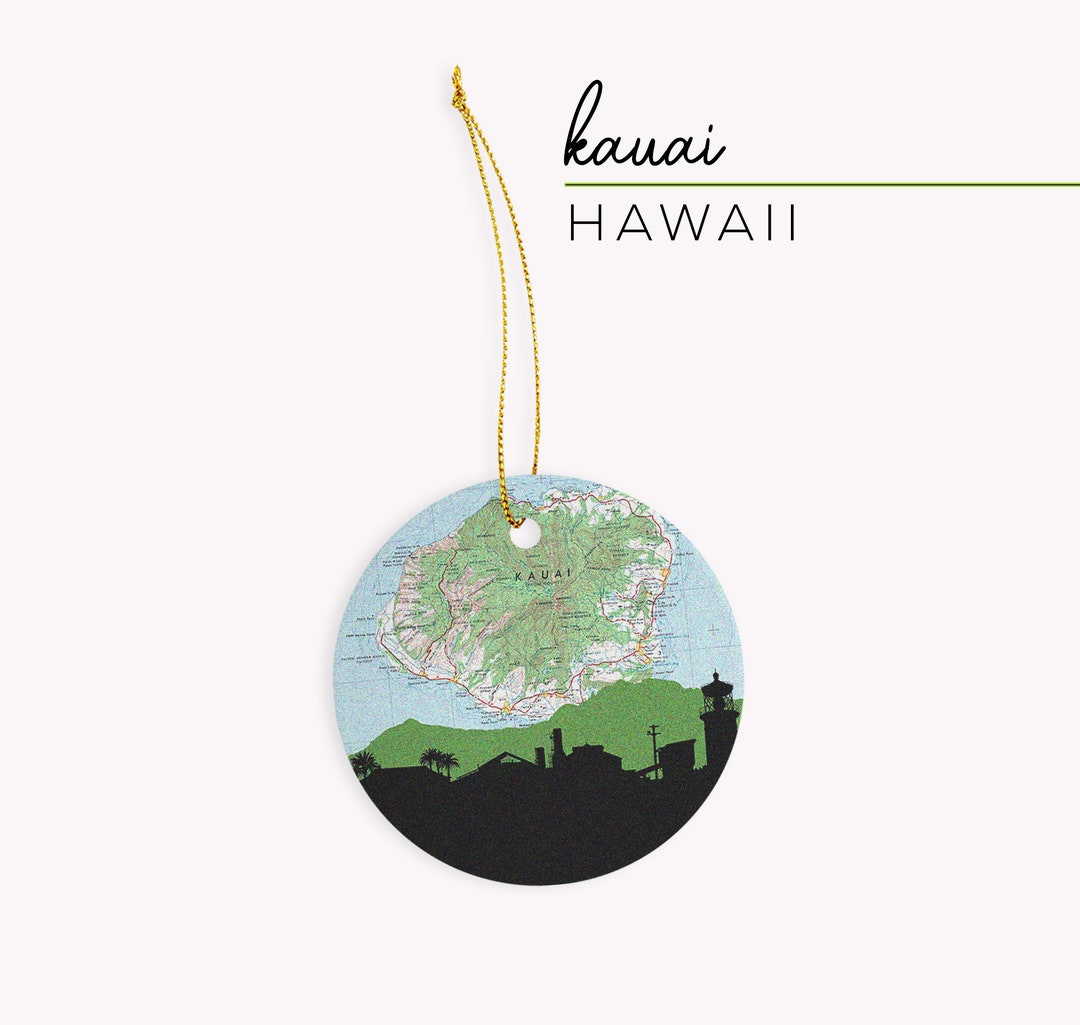 Kauai Ornament, Kauai Map Ornament, Kauai Gift, Kauai Christmas Ornament, Kauai Souvenir, Kauai