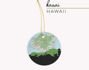 Kauai ornament, Kauai map ornament, Kauai gift, Kauai Christmas ornament, Kauai souvenir, Kauai Hawaii ornament, Hawaii xmas ornaments