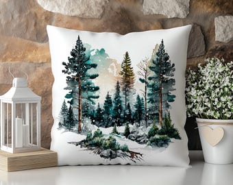 The Warm One — Snowy Forest Throw Pillow | Oregon Winter Decor | Ember + Evergreen | Paperfinch