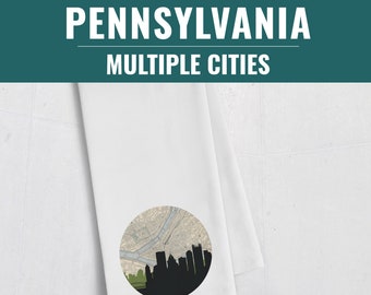 Pennsylvania tea towel, Philadelphia gifts, Pittsburgh gifts, Bethlehem PA towel, Pennsylvania gifts, Lancaster PA home decor, city gifts