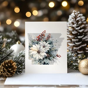 Arkansas Art Winter Floral Print, Fine Art Paper Map with Framing Options