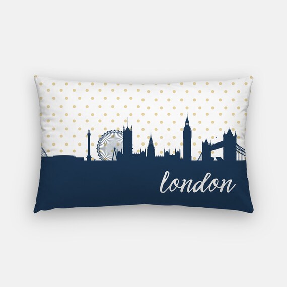 London Skyline Pillow London Pillow London Decor Gold Etsy