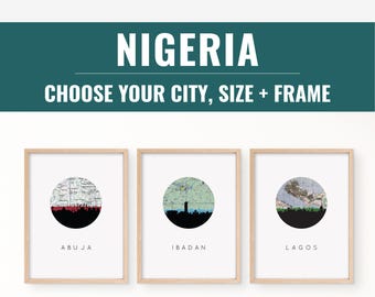 Nigeria Cityscape Poster | Africa Wall Art, Abuja Lagos Print