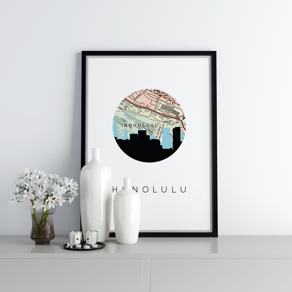 Honolulu Hawaii wall art travel art print travel poster Etsy