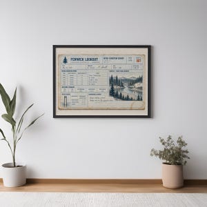 Vintage Form Art Print, 1978 Oregon River Report with Fire Lookout Illustration