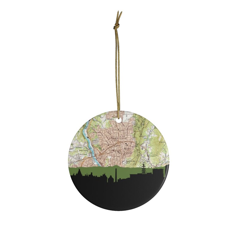 North Carolina skyline ceramic Christmas ornament Asheville North Carolina Christmas NC state ornament NC ornament