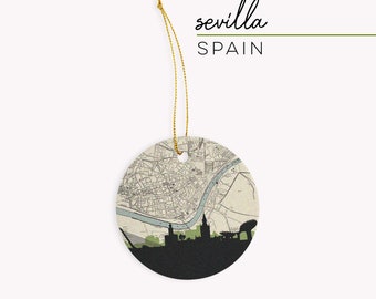 Sevilla Spain Christmas ornament, Seville map gifts, Sevilla ornament, Seville ceramic ornament, Spanish gifts, Spain Christmas ornament