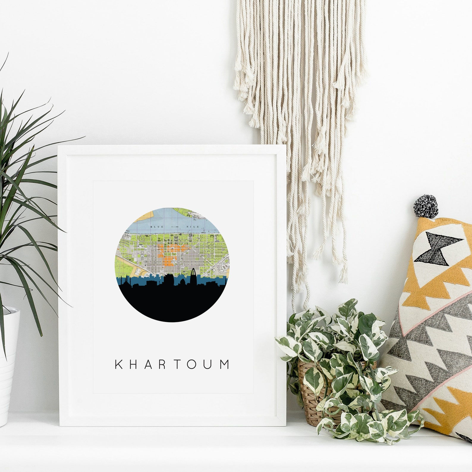 Khartoum Sudan map art Africa wall art Sudanese decor | Etsy