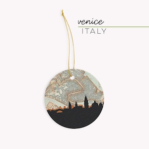 Venice Italy Christmas ornament, Venice skyline gifts, Venice souvenir, Italy gifts, Venice map ornament, city ornaments, Europe Christmas
