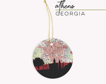 Athens GA ornament, Athens Christmas ornament, Athens GA map gifts, Athens Georgia Christmas ornament, college town gifts, Athens ornament