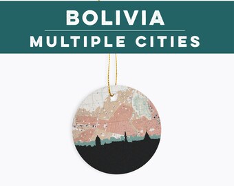 La Paz Bolivia Christmas ornament, Sucre Bolivia ornament, La Paz Bolivia map, Bolivia gifts, city ornament, South America gift, Bolivia map