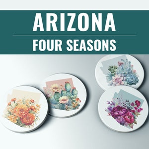 Arizona Coaster Set - Home Decor Gift for Garden Lovers - State Flower Design