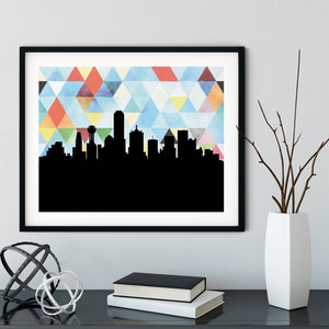 Dallas Texas wall art, Dallas print, Dallas wall art, geometric wall art, Dallas skyline print, Texas home decor, colorful wall art