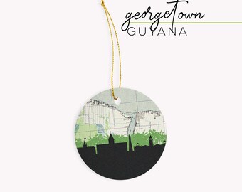 Georgetown Guyana map Christmas ornament, Georgetown Guyana ornament, Guyana gifts, South America map gifts, Georgetown Guyana map