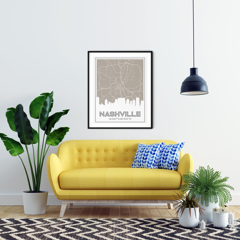 Nashville Wall Art With the Nashville Skyline and a Nashville Etsy