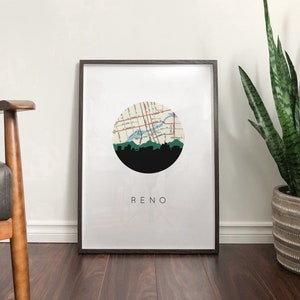 Reno Nevada poster, Reno kaart cadeau, Reno kunst aan de muur, Reno Nevada kaart kunst aan de muur, Nevada kunst print, Reno lokale inrichting, Reno kunst print, Reno NV cadeau